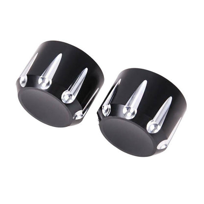 Solidspare Black Thick Cut Front Axle Cap Nut Covers For Harley Touring Road Glide King