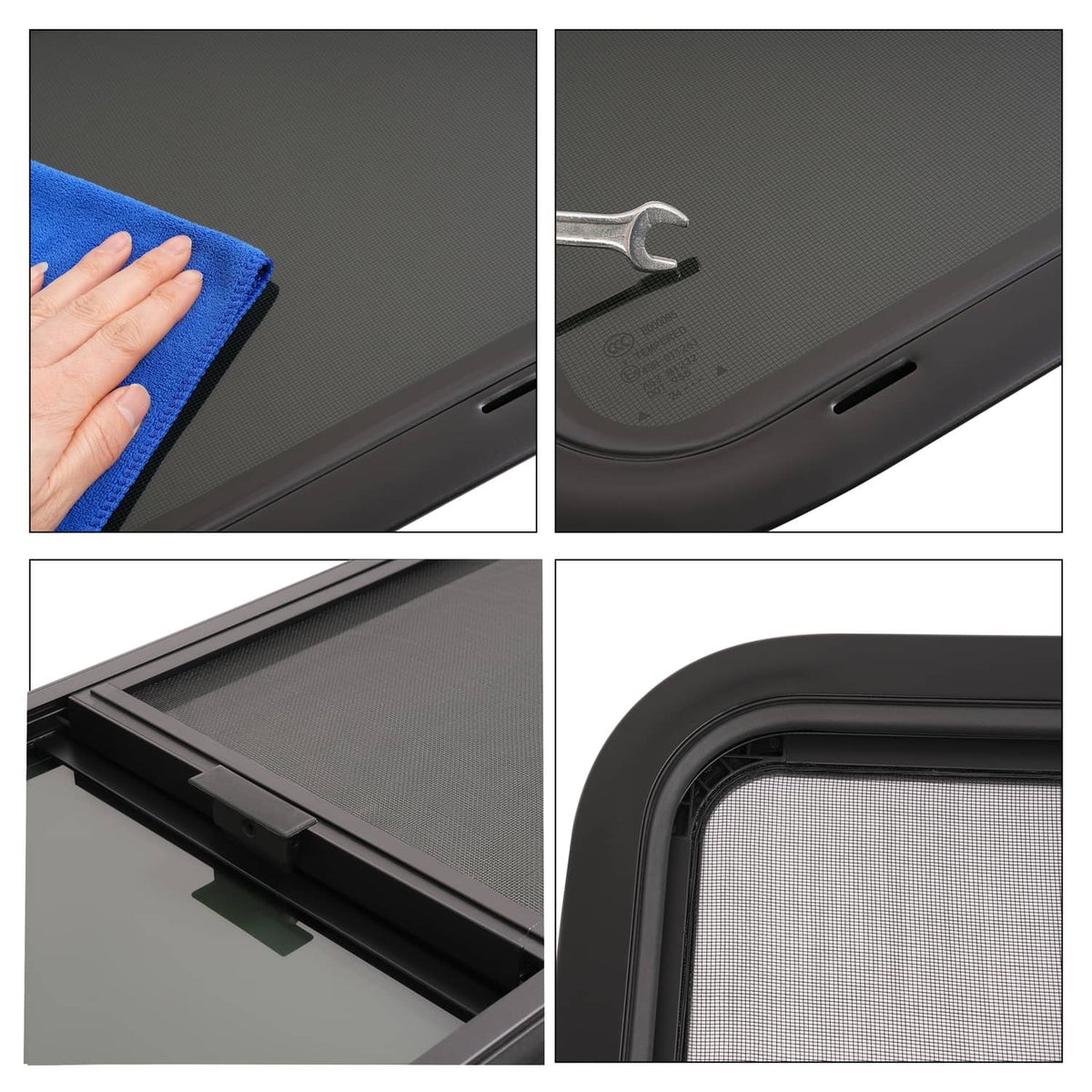 Solidspare 36" W x 15" H Horizontal Slider RV Window For Cargo Trailer W/ Screen Trim Ring