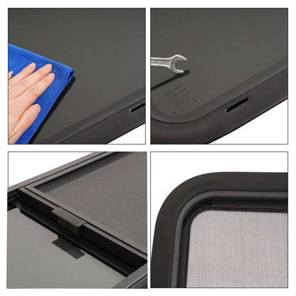 Solidspare 36" W x 15" H Horizontal Slider RV Window For Cargo Trailer W/ Screen Trim Ring