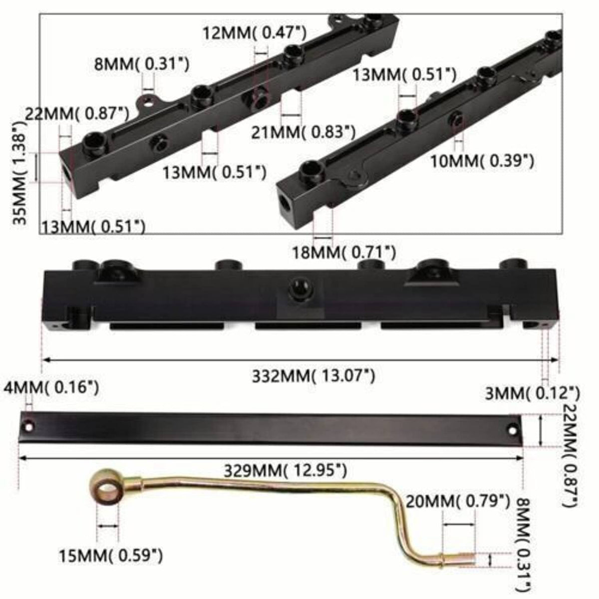 Solidspare K20 K24 Tucked Fuel Line System Kit for K-Series K-Swaps DC2 EG EK Civic Integra