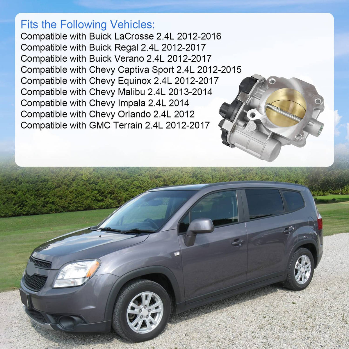 Solidspare Complete Throttle Body For Chevy Malibu Buick GMC Pontiac 2.4L 09-10 12615516