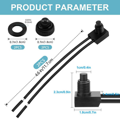 Solid Spare 10pcs 12V-48V Wire Leads Waterproof On-Off Push Button Switch for Motorcycle Car