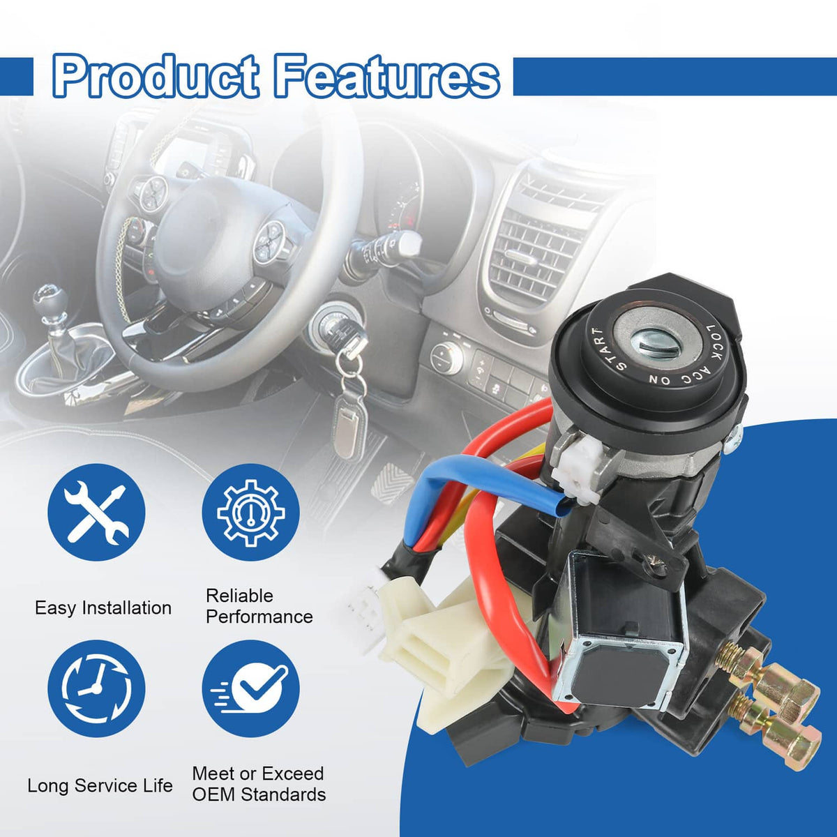Solidspare Ignition Lock Cylinder Assembly & Keys 81905-C2510 For 2015-2019 Hyundai Sonata