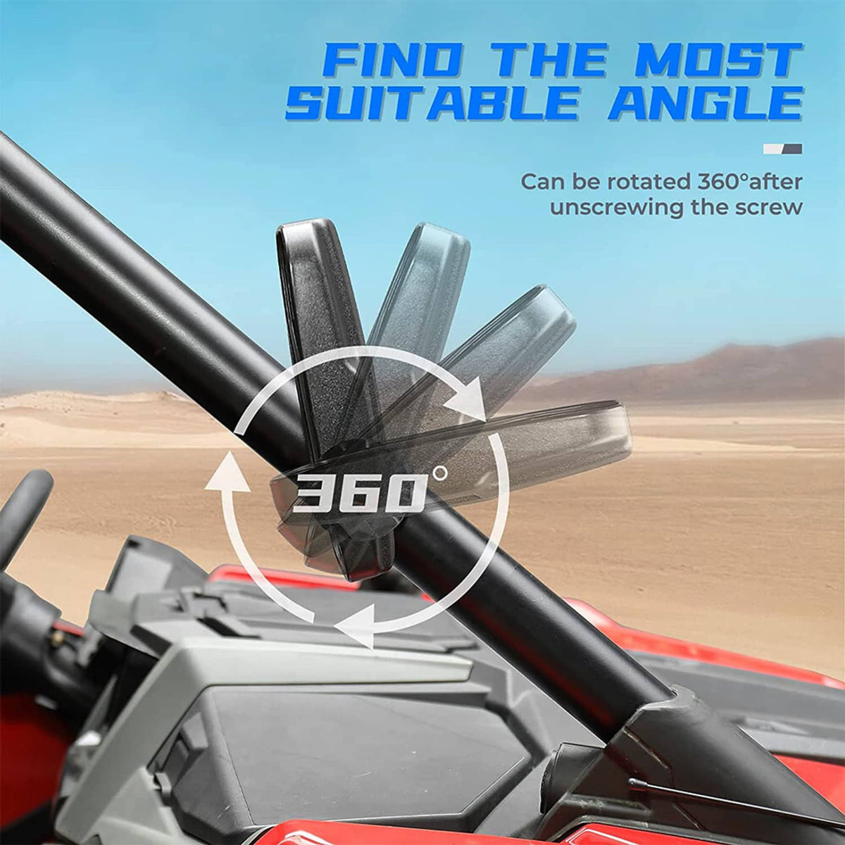 Solidspare 1.75"-2" Roll Bar Side Mirrors for Polaris Ranger RZR S XP Crew 570 800 900 1000