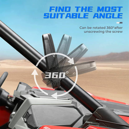 Solidspare 1.75"-2" Roll Bar Side Mirrors for Polaris Ranger RZR S XP Crew 570 800 900 1000