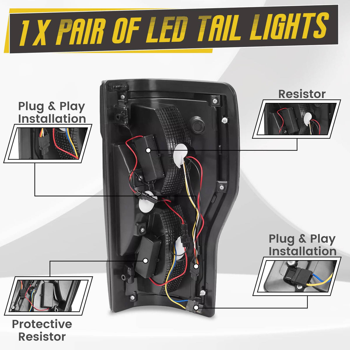 Solid Spare Smoke LED Tail Lights Lamps Pair For Ford F250 F350 F450 SD Super Duty 2017-2019