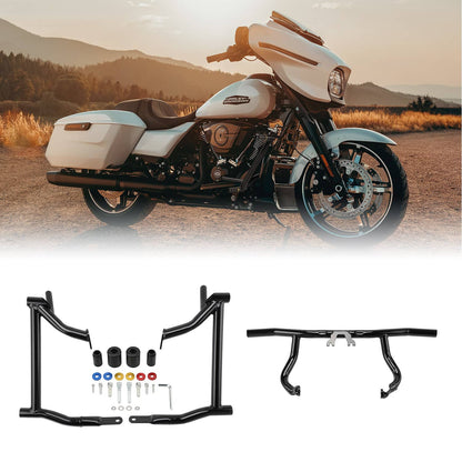 Solidspare Front Rear Crash Bar Flat-Out Bar for Harley CVO Street Glide Special ST FLHX