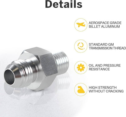 Solidspare 2Pcs Transmission Adapter Fittings 6AN Flare to 1/4" NPSM for TH350 TH400 700R4