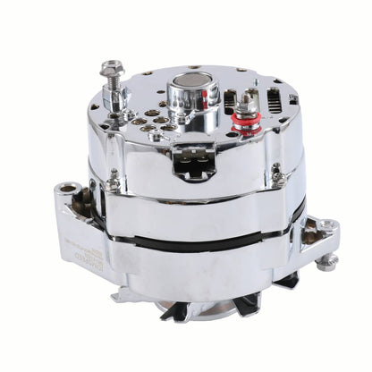 Solidspare Chrome Alternator For SBC BBC Chevy GM 1 Wire Street Rod-High Output ADR0335-C