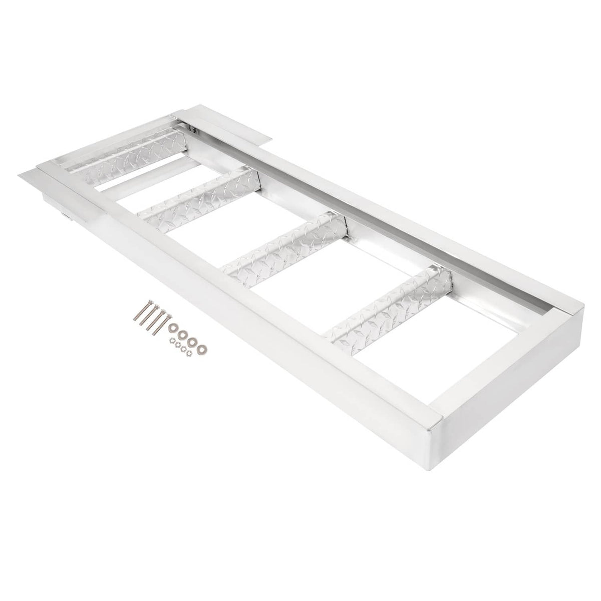 Solidspare 4 Step Pontoon Under Deck Boat Ladder Aluminum Under-Boat Mount , Silvery