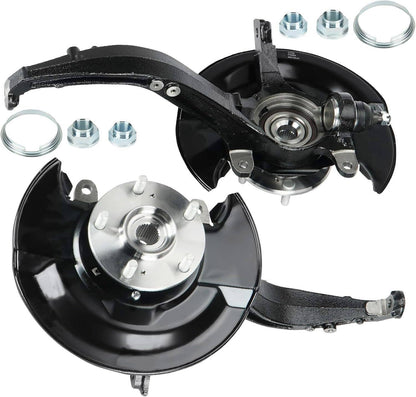 Solidspare New Front Steering Knuckles & Wheel Hub Bearings for 2009-2012 Honda Accord TSX