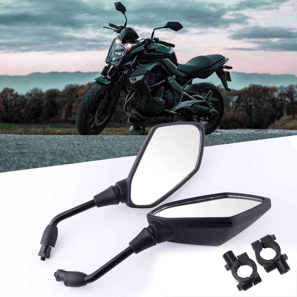 Solidspare 7/8" 22mm Handle Bar Rearview Side Mirror For Motorcycle ATV Scooter Go Kart