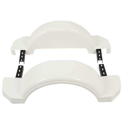 Solidspare Pair L&R Single Axle Trailer Fenders White HDPE For 13" diameter Wheels Tires