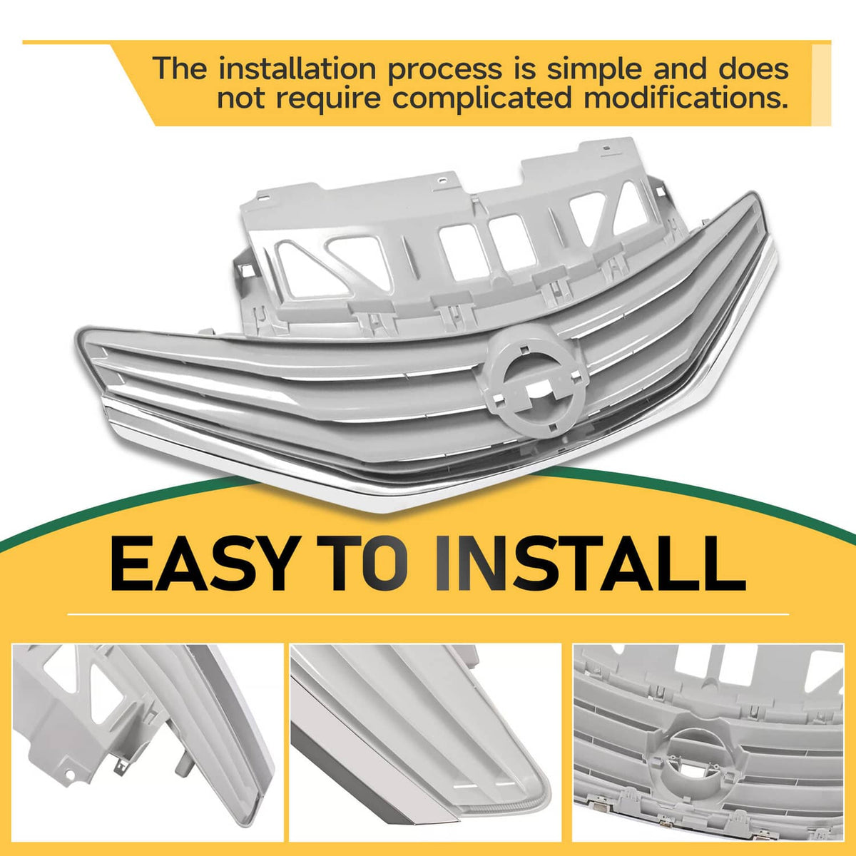 Solid Spare Grille For Nissan Versa Note 2014 2015 2016 Chrome Front Upper Bumper Grill