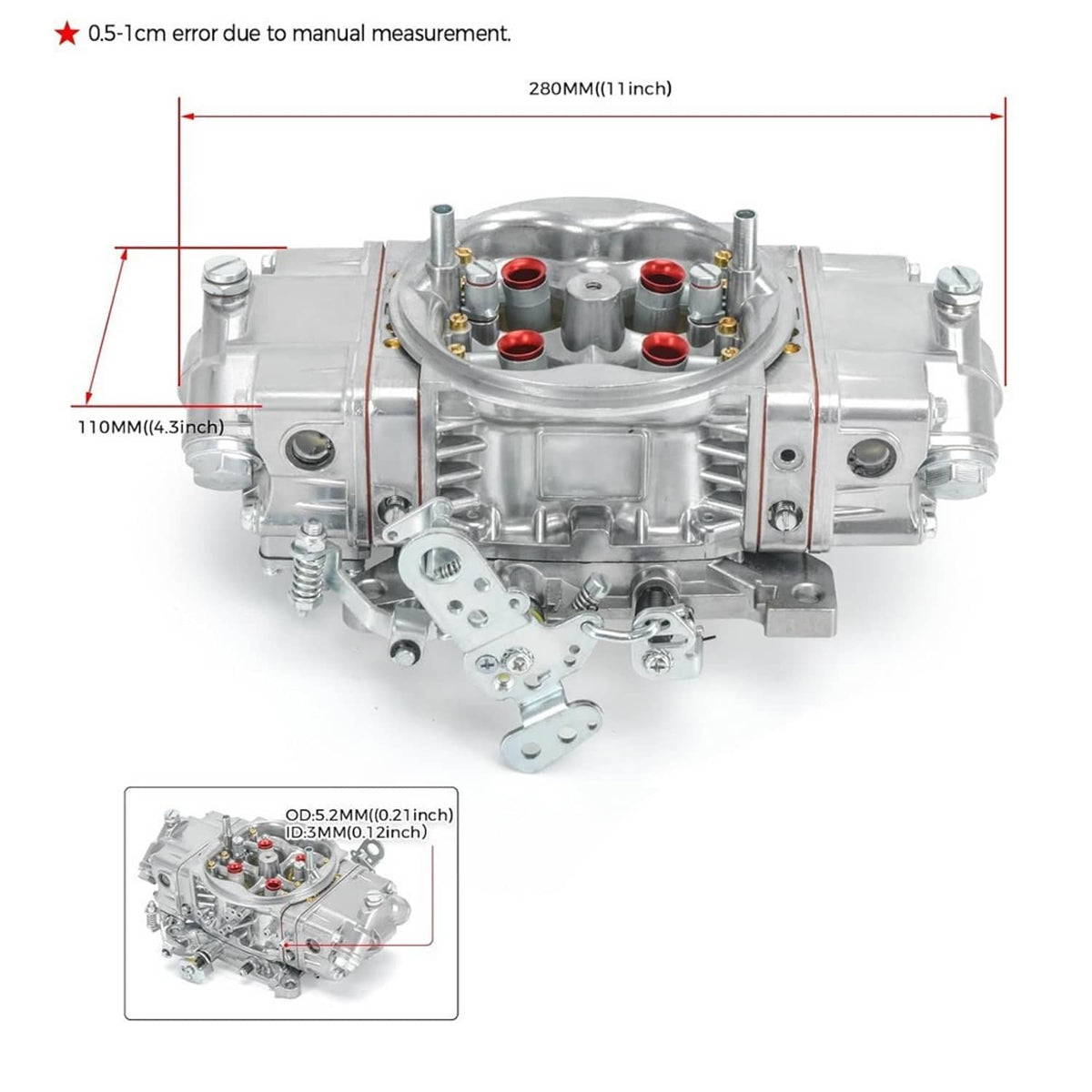 Solidspare BR-67201 850CFM 4 Barrel Carburetor Double Pumper Mechanical Performance Race