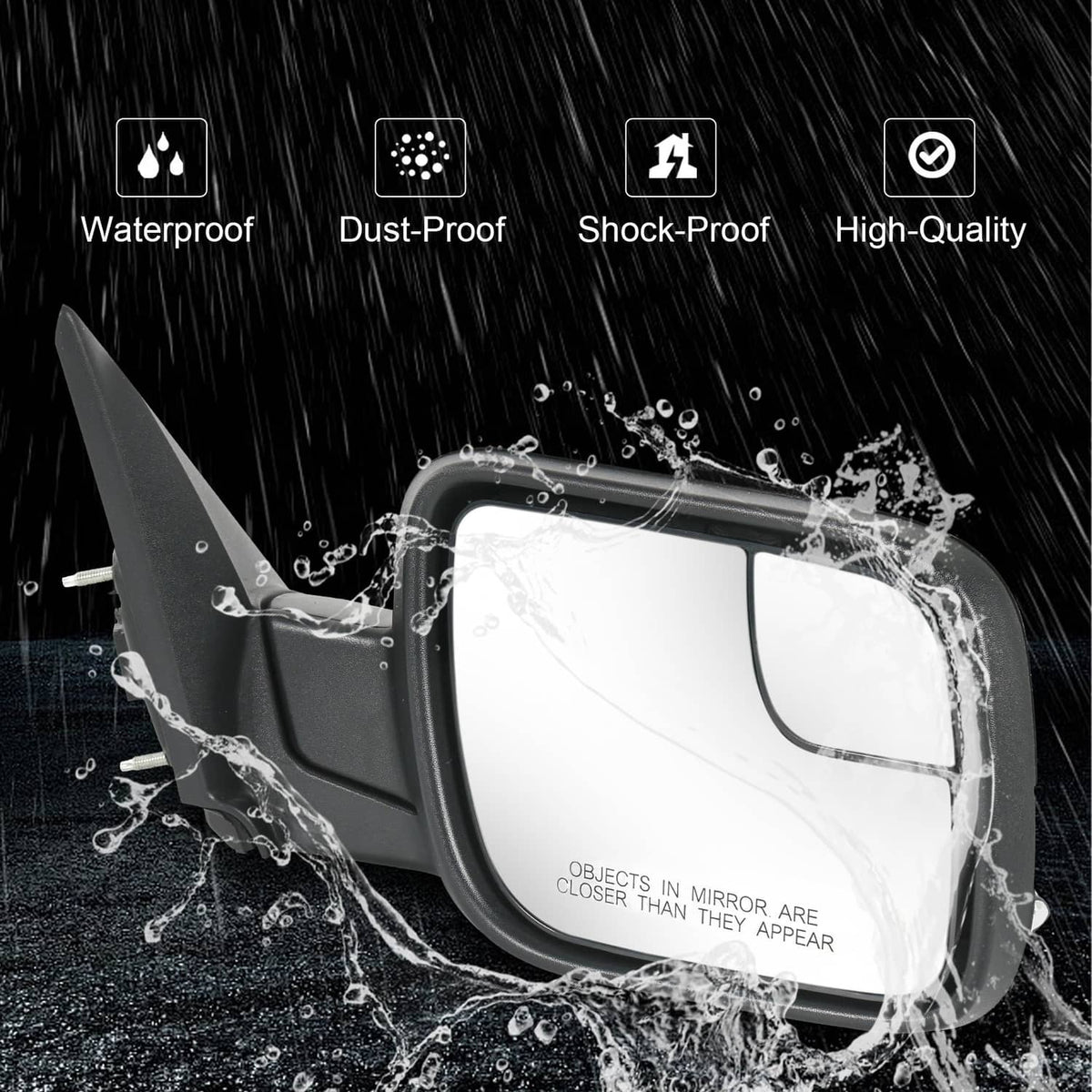 Solidspare Door Mirror Right Passenger Side For Ford Explorer 2012-2019FO1321554 Black 7Pin