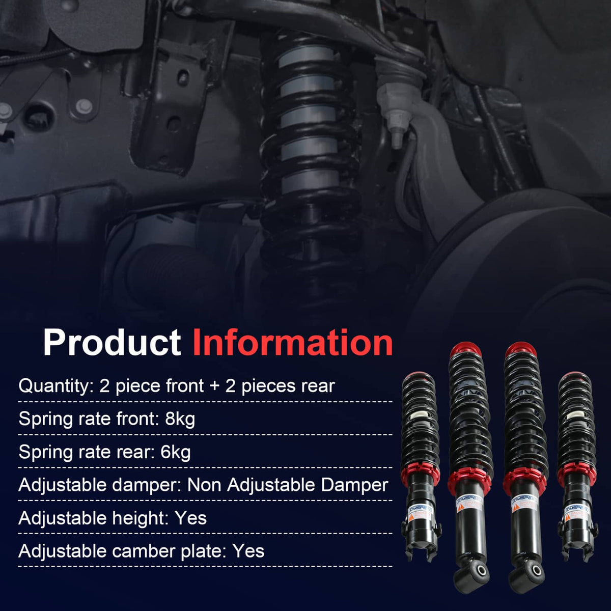 Solidspare Coilover Kits For VW MK2 MK3 GOLF & JETTA Coil Spring Struts Adjustable Height