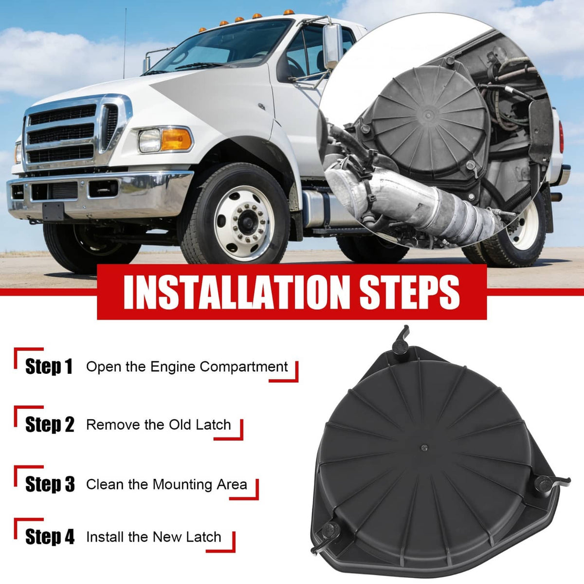 Solidspare Air Filter Cover Lid Latch Top YC3Z-9661-BA NEW For 2000-2007 Ford F-650 F-750