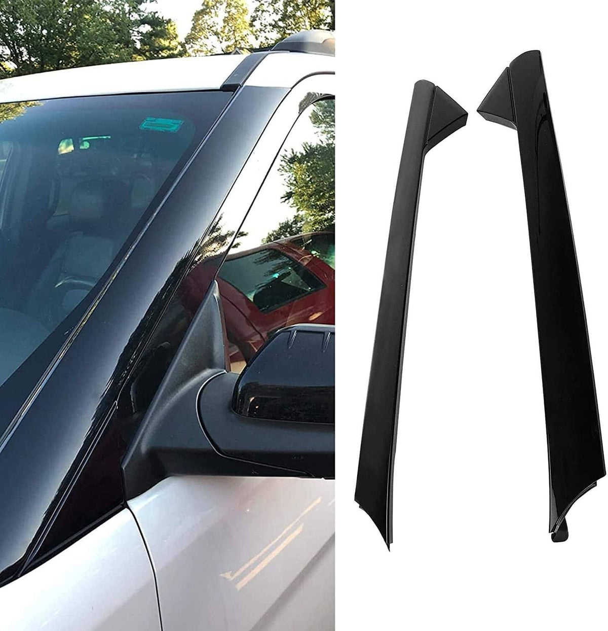 Solidspare Windshield Outer Trim Pillar Molding RH+LH Side Fit For 2011-2019 Ford Explorer