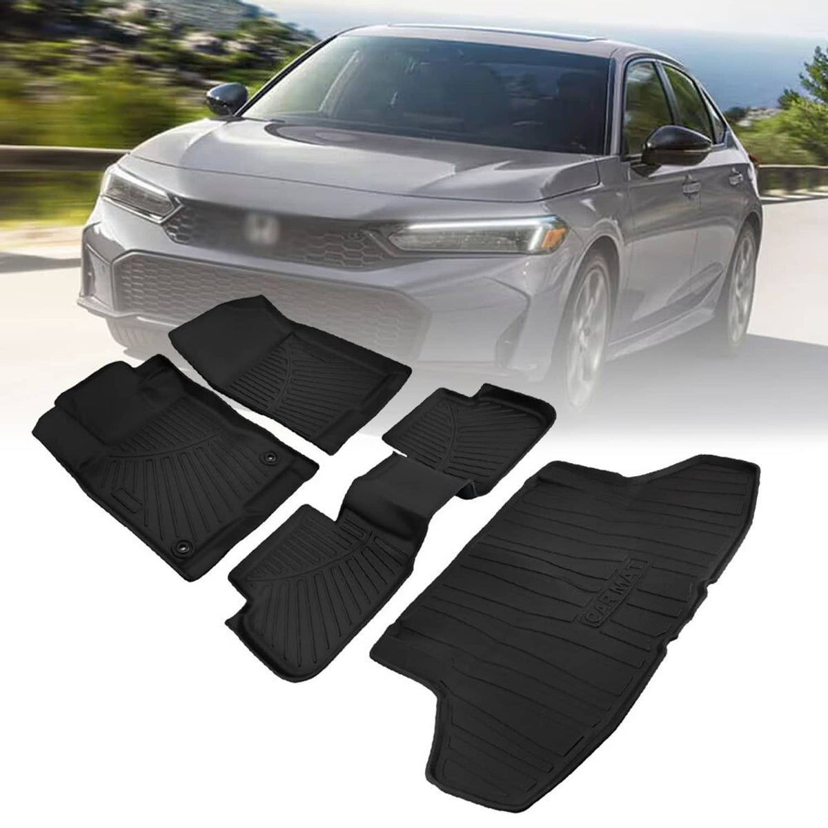 Solidspare All Weather Floor Mats & Cargo Liner For 2022-25 Honda Civic Sedan TPE Rubber