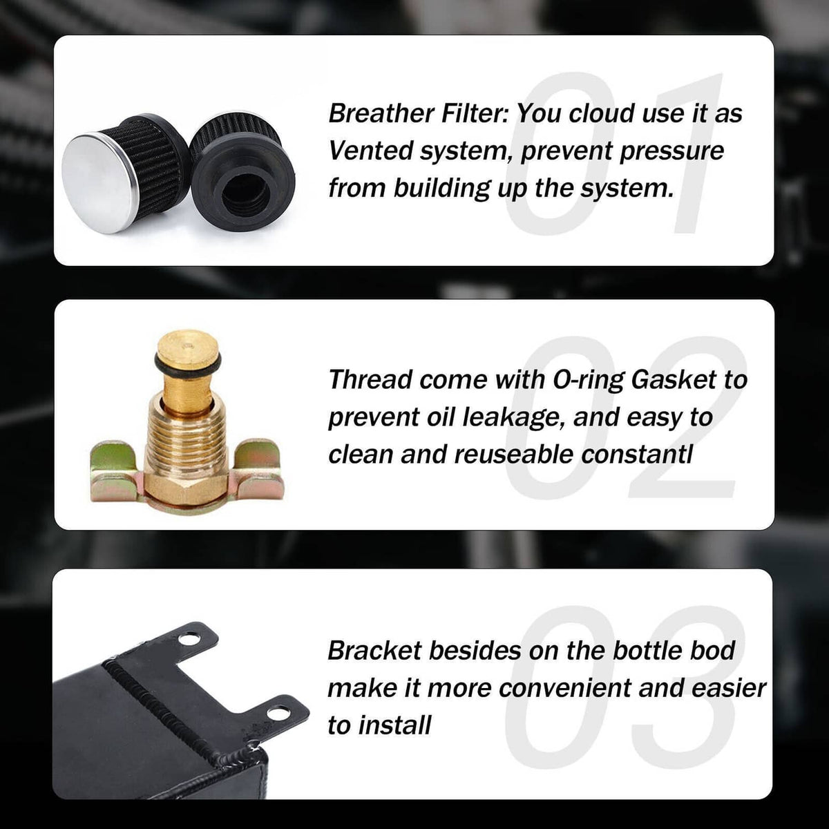 Solidspare AN10 -10AN Oil Catch Can Reservoir Tank 2 Port Dual Breather Filter Baffled Kit