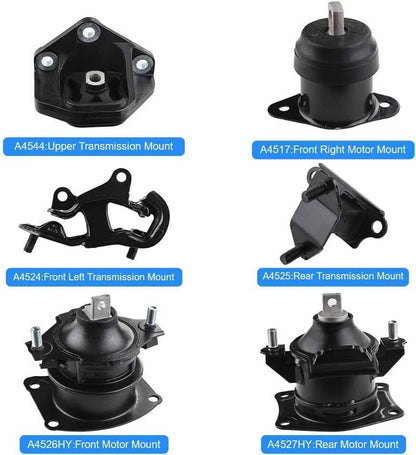 Solidspare 6Pcs Engine Mount & Trans Mounts Kits For 03-07 Honda Accord 3.0L A4527HY A4526H