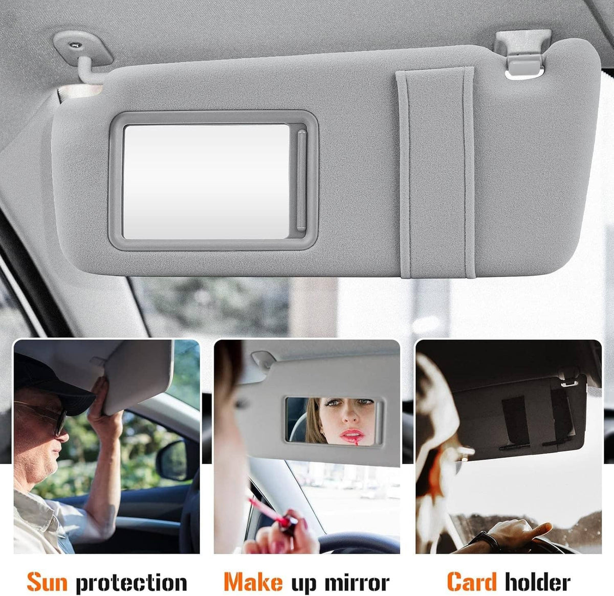 Solidspare Left & Right Gray Sun Visor w Sunroof Pair For 09-16 Toyota Venza 74320-0T022-B1