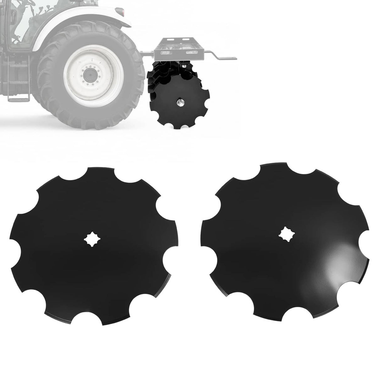 Solidspare 2X 18" Disc Harrow 3.5MM Notched  Heavy-Duty Steel For 1" / 1-1/8" Square Axle