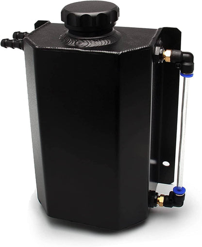 Solidspare Black 2L Radiator Coolant Overflow Water Bottle Expansion Reservoir Tank w/Cap