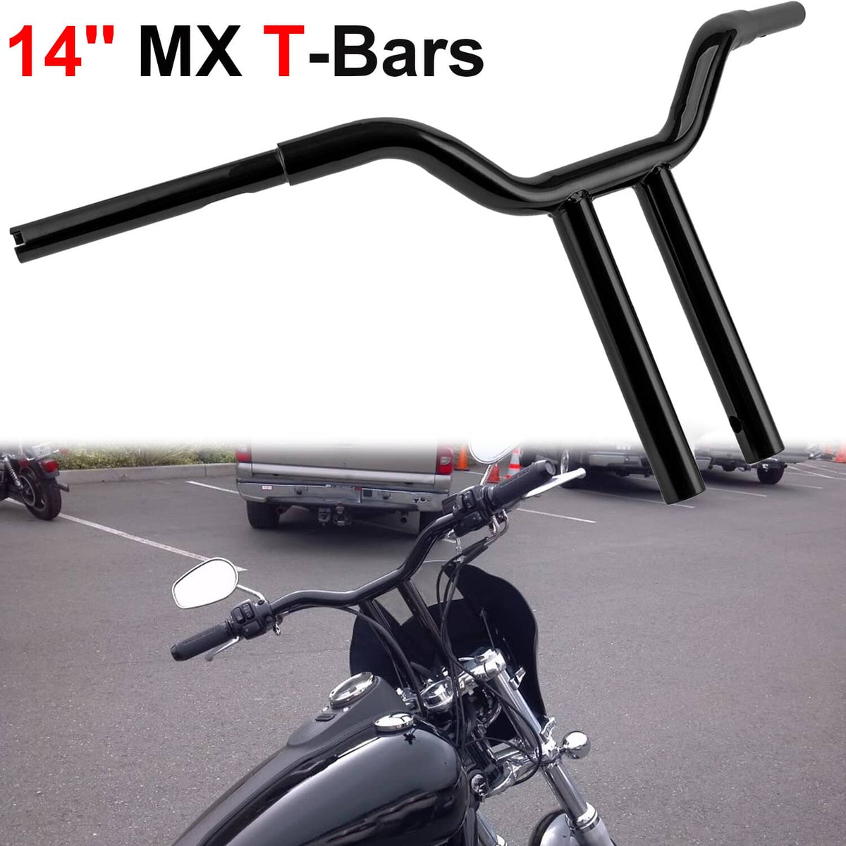 Solidspare 14" MX-T Bars Handlebar For Harley Softail Sportster Dyna Wide Glide Road King