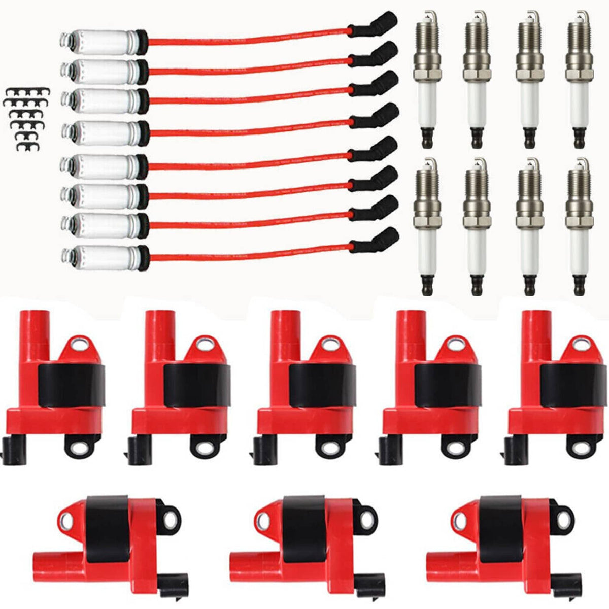 Solidspare High Performance UF414 Ignition Coil+Spark Plug+Wire For Chevy GMC 5.3L 6.2L V8