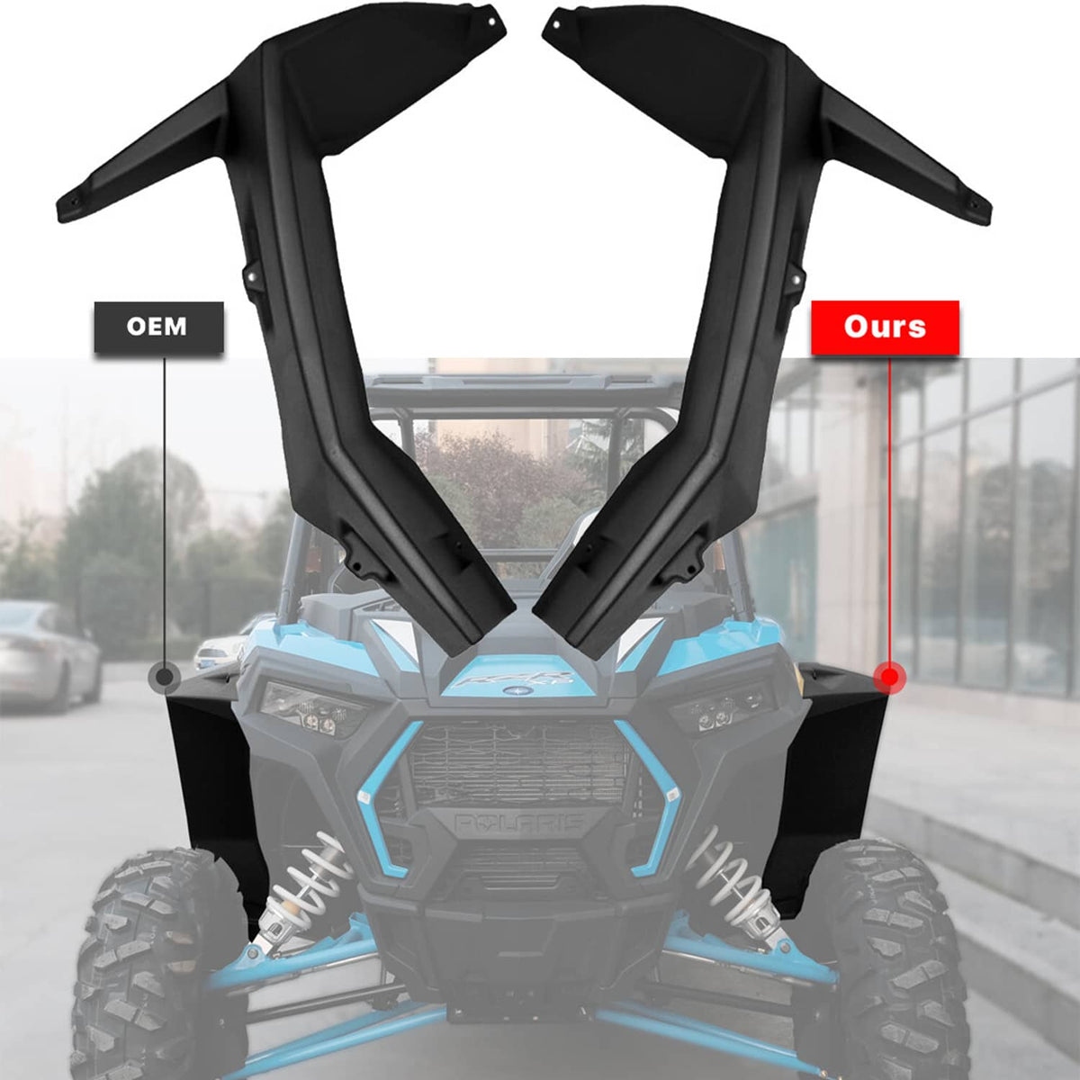 Solidspare XXL Front Extended Fender Flares For 2014-23 Polaris RZR XP 4 1000 TURBO S 900