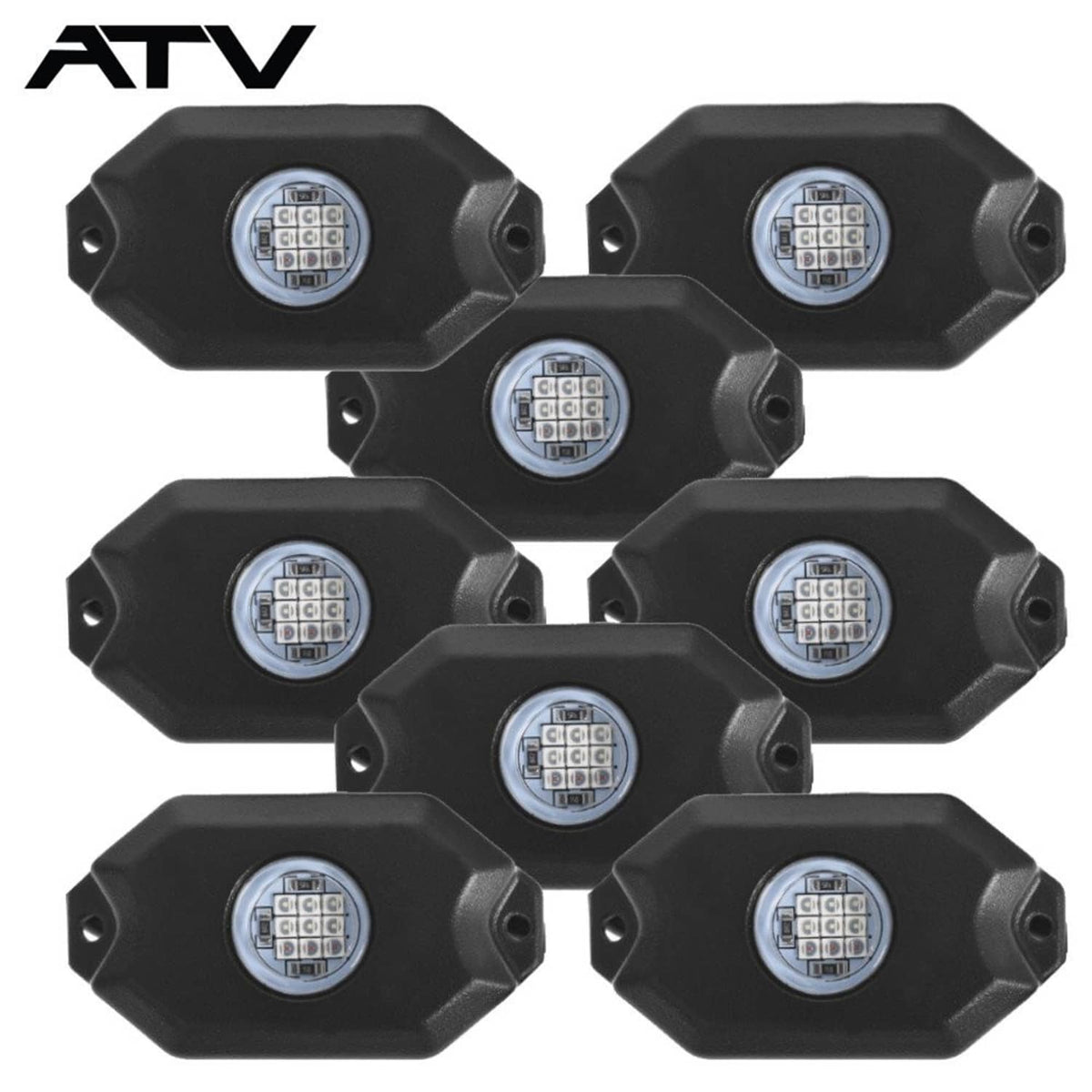 Solidspare 8x Pods RGB LED Rock Light Offroad Wireless Bluetooth APP Music Controller
