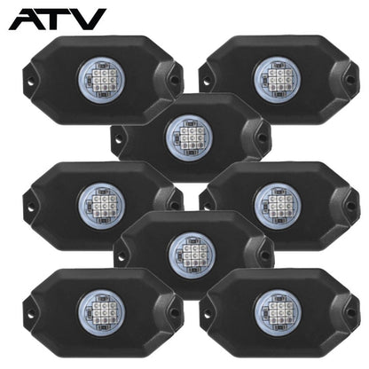 Solidspare 8x Pods RGB LED Rock Light Offroad Wireless Bluetooth APP Music Controller