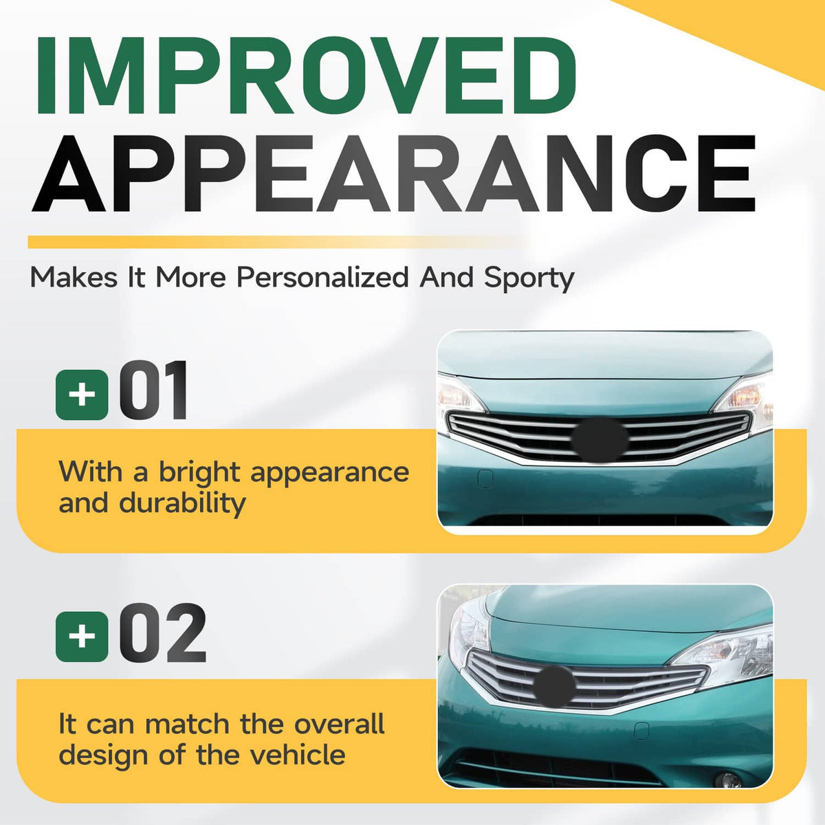 Solid Spare Grille For Nissan Versa Note 2014 2015 2016 Chrome Front Upper Bumper Grill