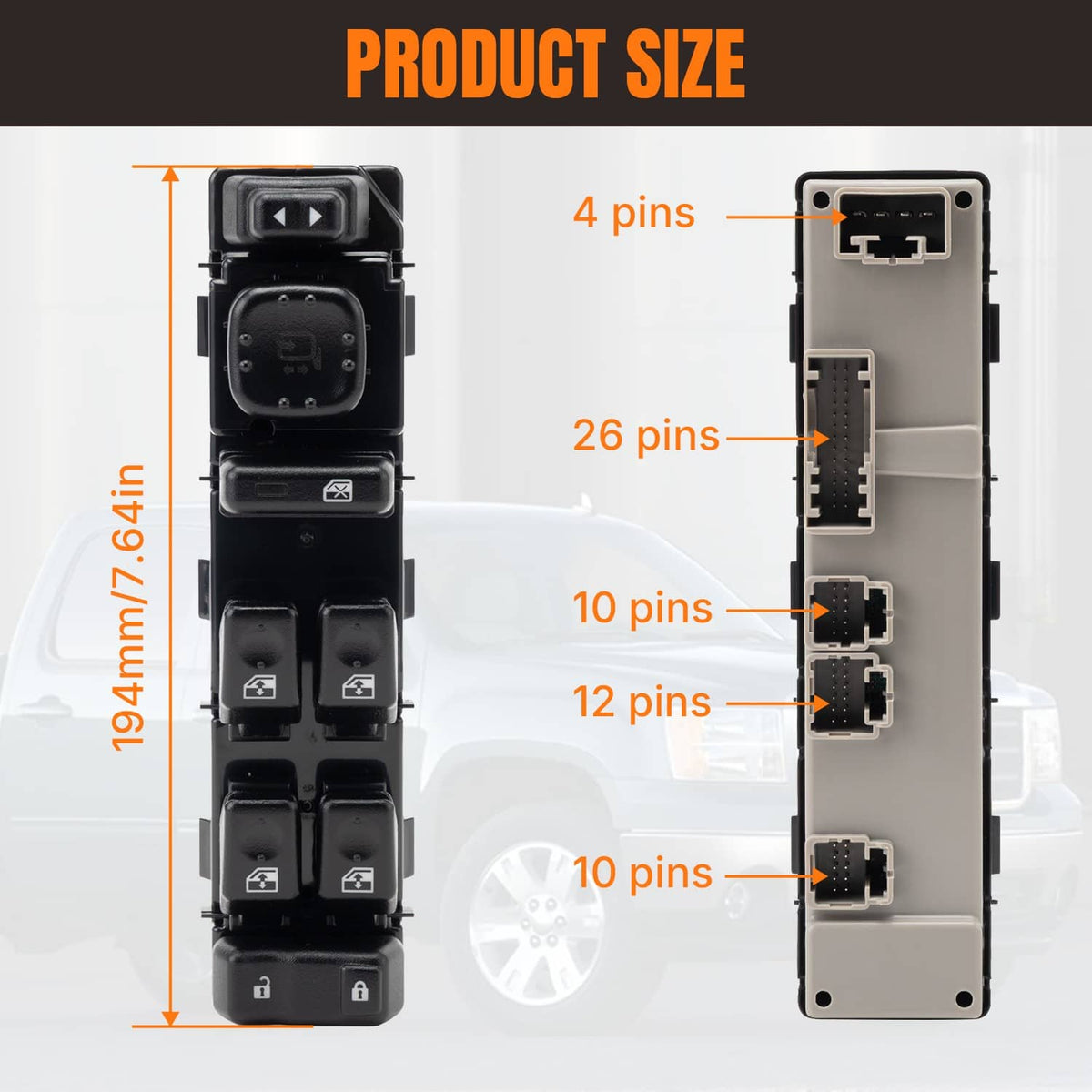 Solidspare Front Left LH Power Window Switch for Chevy Silverado 1500 GMC Cadillac 15883319