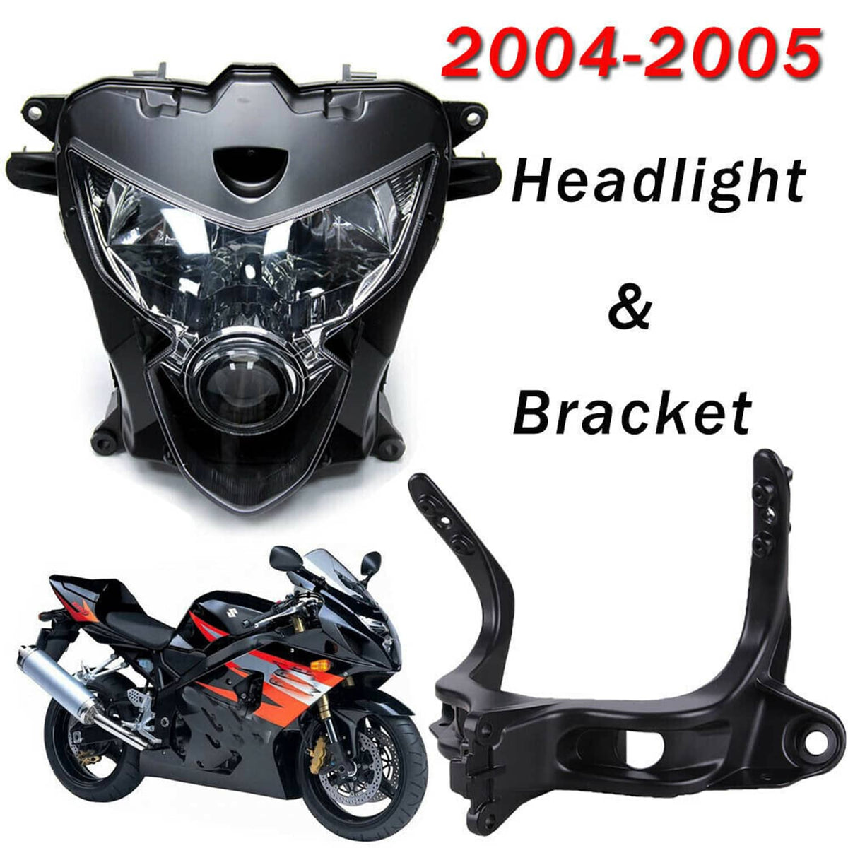 Solidspare Headlight Assembly & Fairing Stay Bracket For Suzuki GSXR600 GSXR750 2004-2005