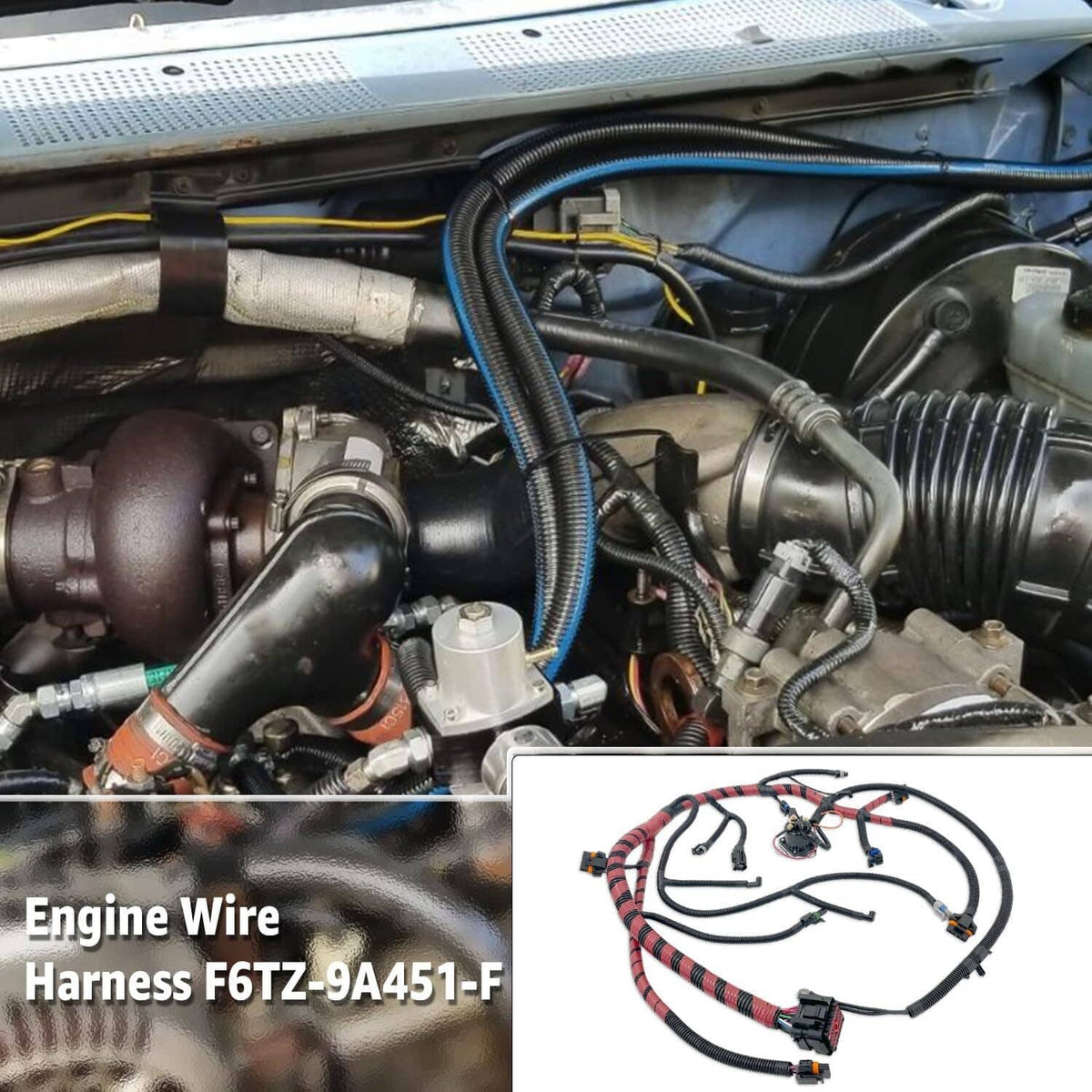 Solidspare Turbo Direct Injected Wire harness F6TZ9A451F For 1994-1996 Ford F250 350 7.3L