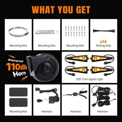 Solidspare Plug & Play  UTV Turn Signal Kit w/ 105dB Horn For 2011-24 Can-Am Maverick Max