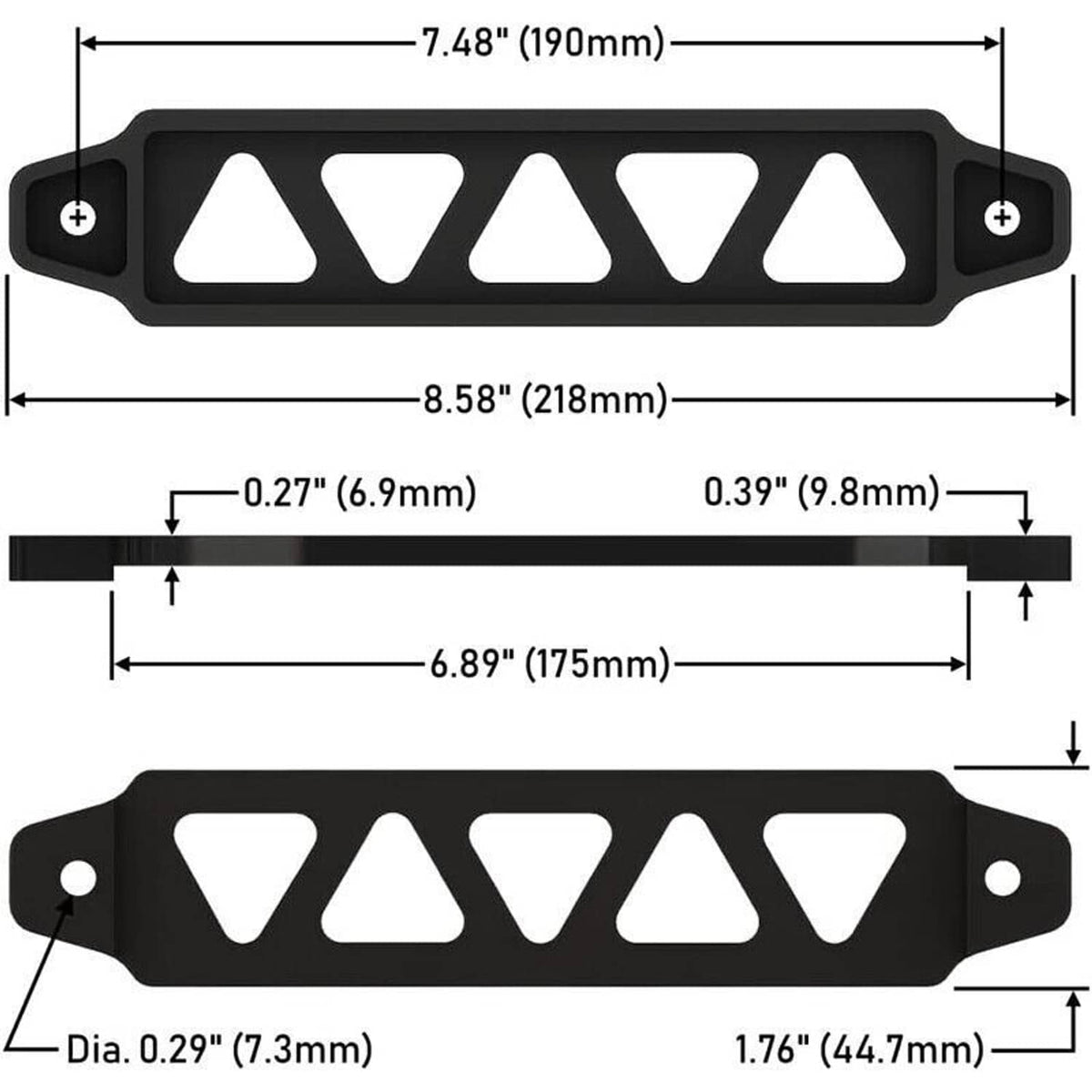 Solidspare Aluminum Black Car Battery Hold Tie Down Bracket Mount Kit + 10'' J-Hooks Bolts
