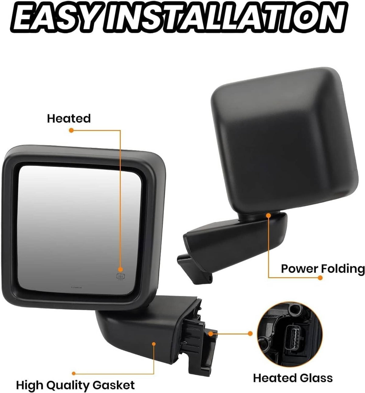 Solidspare Pair Left & Right Power Heated Mirror for 2018-2024 Jeep Gladiator Wrangler JL
