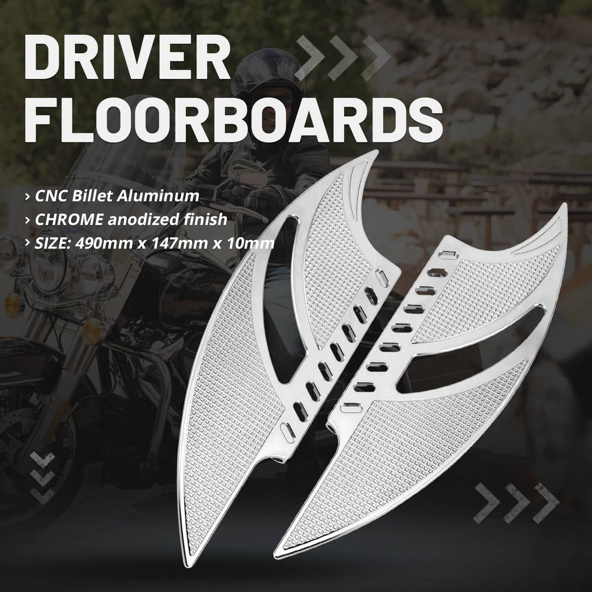 Solidspare Front Rear FloorBoard Footboards Chrome For Harley Touring Street Glide Softail