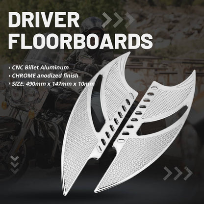 Solidspare Front Rear FloorBoard Footboards Chrome For Harley Touring Street Glide Softail