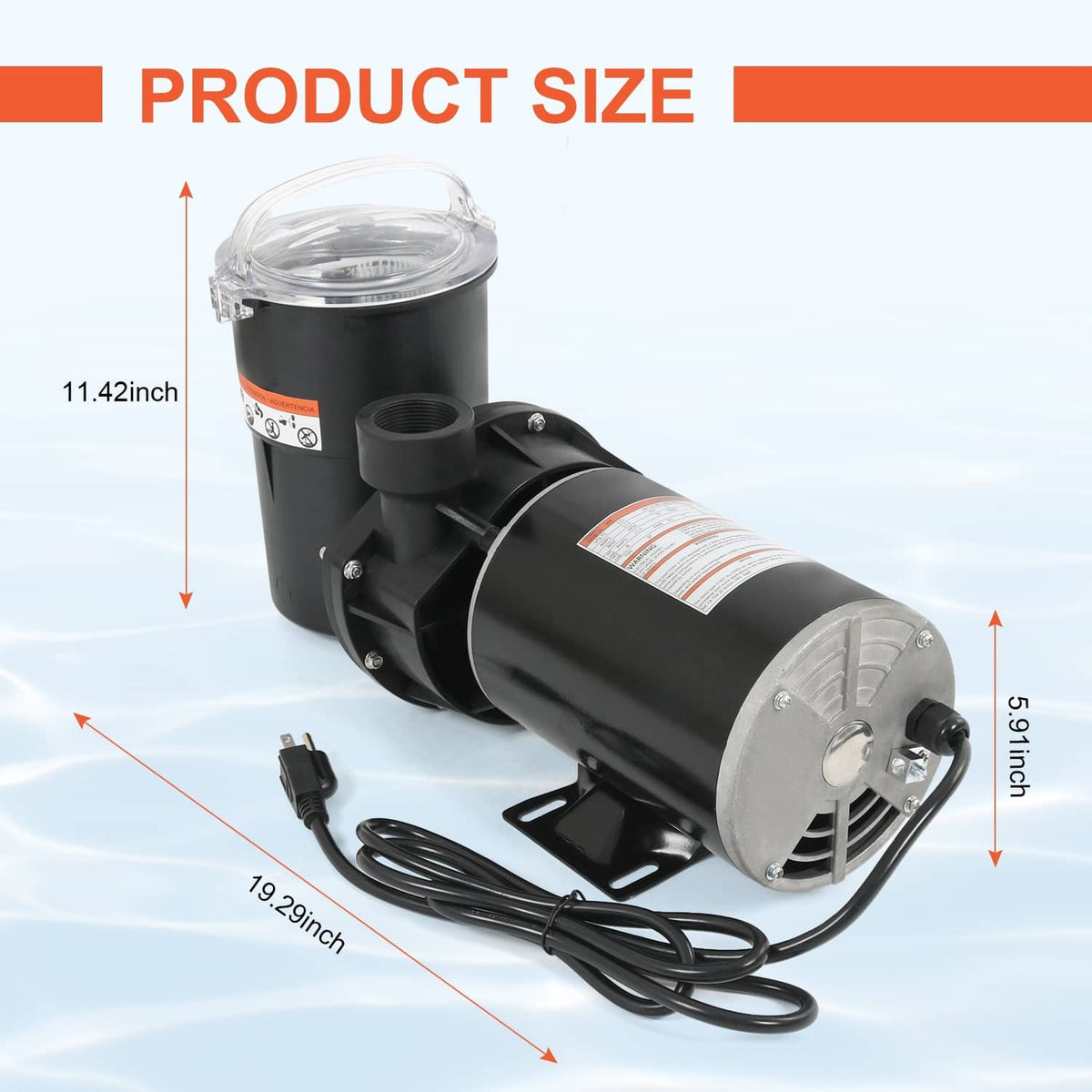 Solidspare 1HP Swimming Pool Pump Replacement for W3SP1580 Pump with Cord