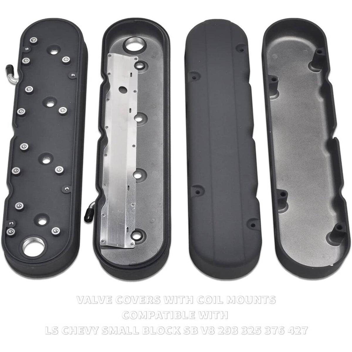 Solidspare Black Valve Covers with Coil Mounts w/Covers for Chevy LS LS1 LS2 LS3 LS6 LS7