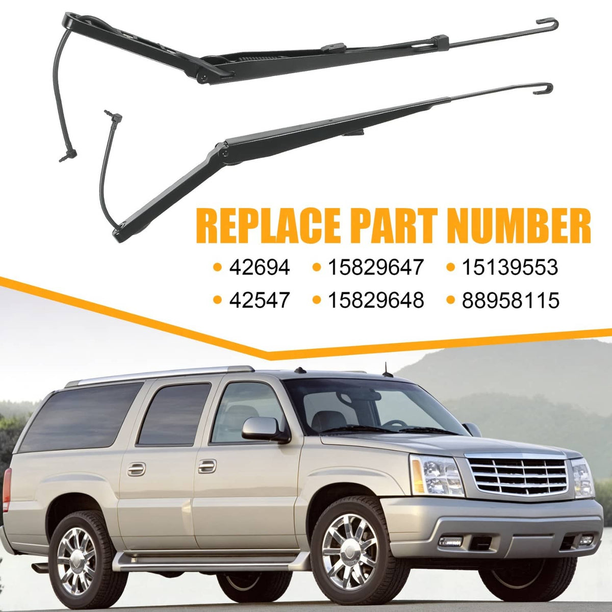 Solidspare Windshield Wiper Arms Fit 99-07 Chevy Silverado Suburban Tahoe GMC Sierra Yukon