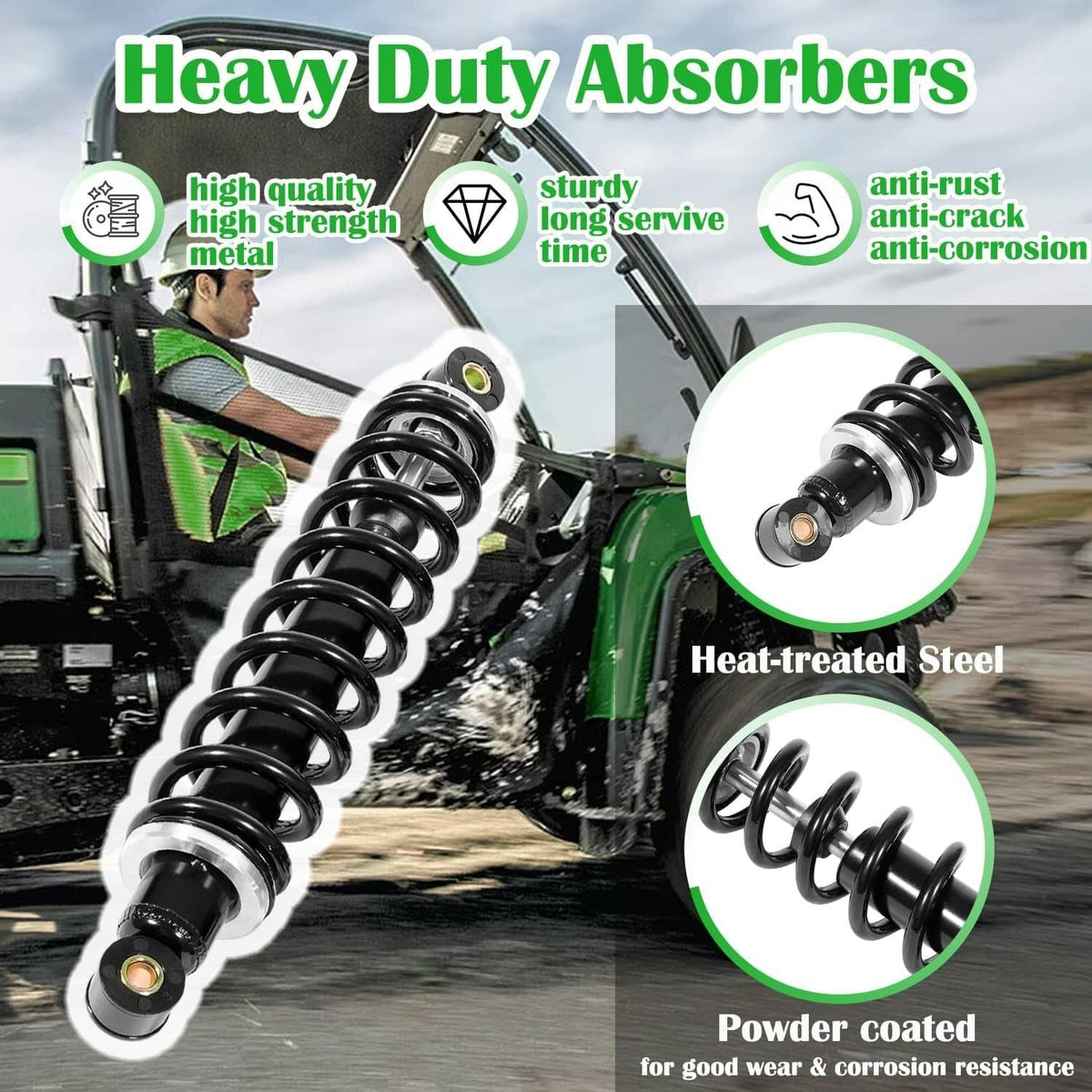 Solidspare 2 Pcs Front Suspension Heavy Duty Shock Absorber Kit For John Deere AM130448