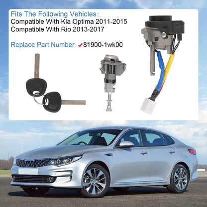 Solidspare Ignition Lock Cylinder Switch W/ Keys For 2011-2015 Kia Optima 2013-2017 Rio NEW