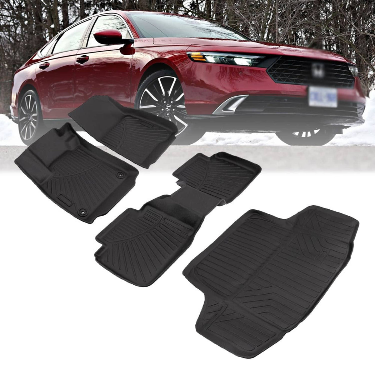 Solidspare Front + Rear 3D Floor Mats w/ Trunk Cargo Liner 4PCS for 2023-2025 Honda Accord