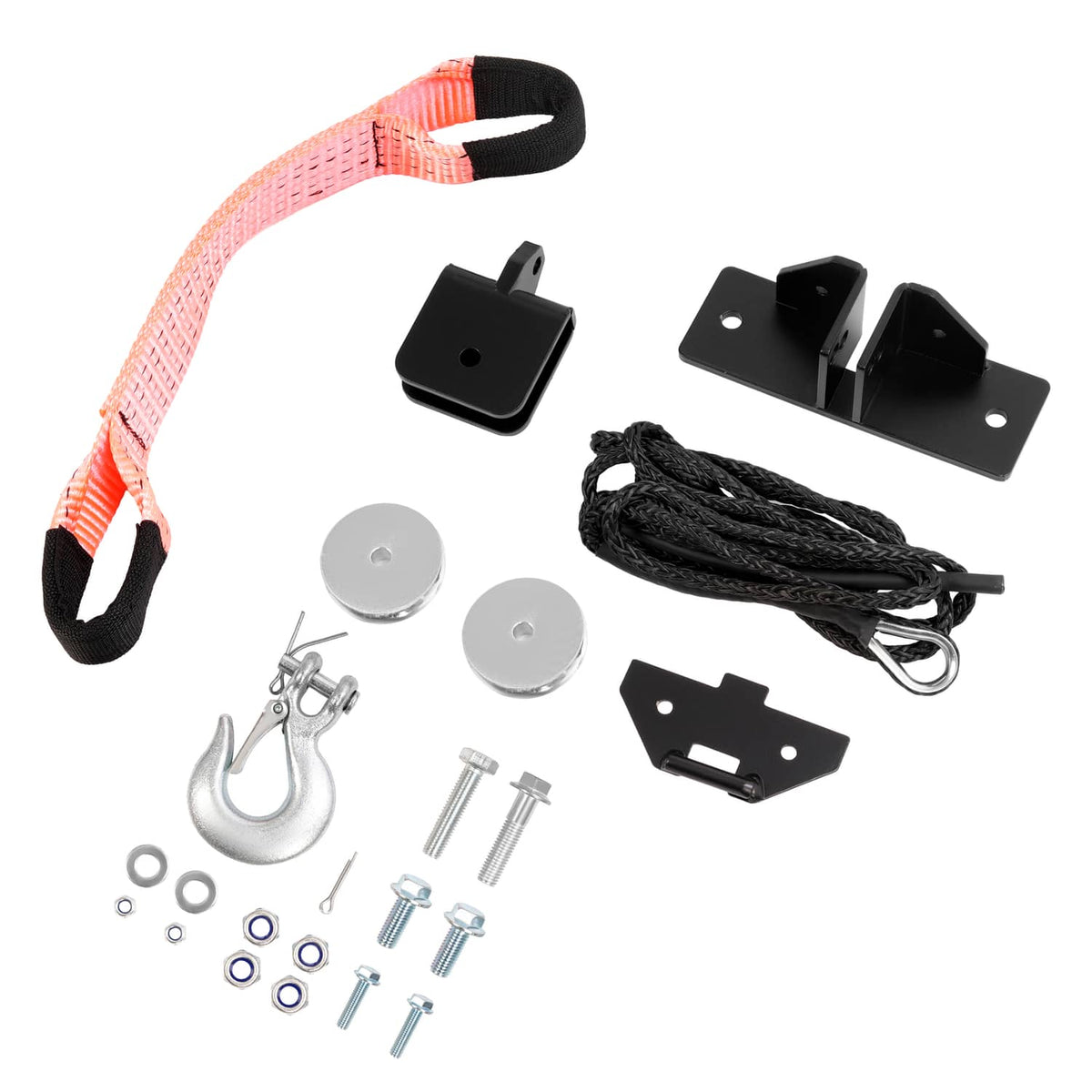 Solidspare For ATV/UTV Winches Steel Snow Plow Pulley Fairlead Kit Wide-Spool Bolt Patterns